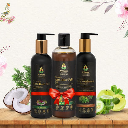 V-Truss Organics  Hair Care Combo Pack - Advance Anti Hair Fall Shampoo, Oil and Nourishment Conditioner